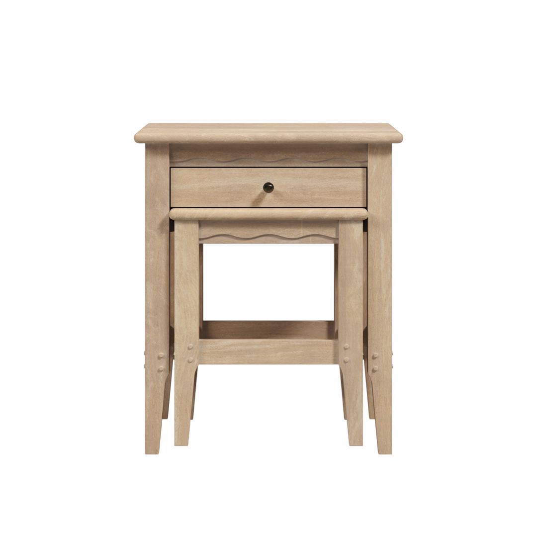 Calford Washed Oak 1 Drawer Nest of Tables
