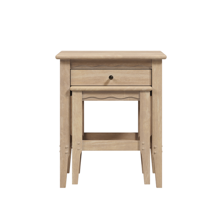 Calford Washed Oak 1 Drawer Nest of Tables