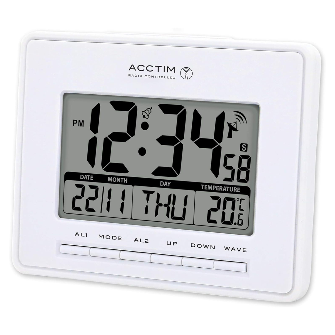 Infinity White Radio Controlled Alarm Clock
