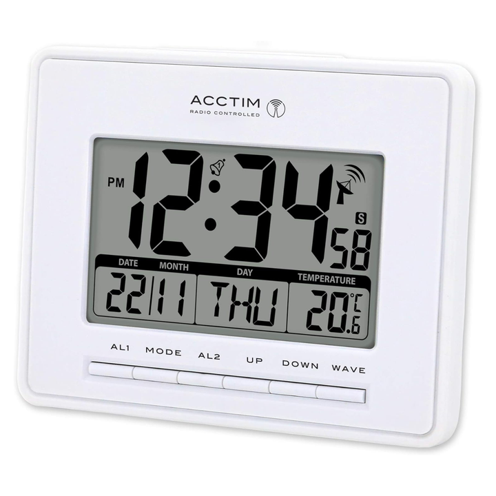 Infinity White Radio Controlled Alarm Clock