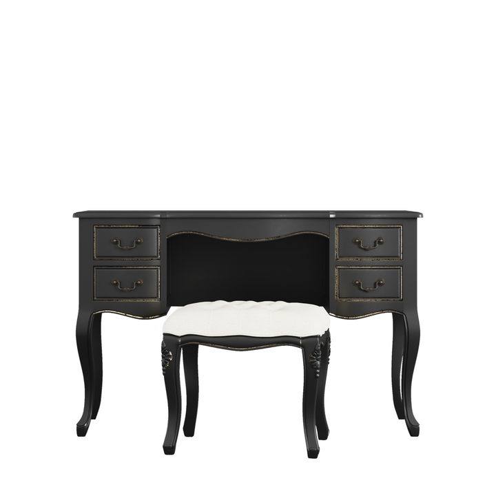 Montpellier Black 4 Drawer Dressing Table & Stool Set