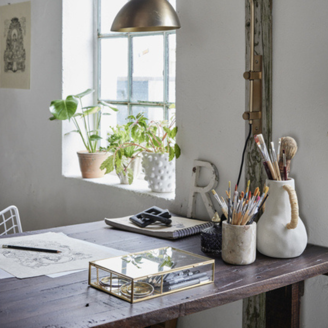 Laura Gold Glass and Metal Storage Box