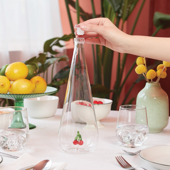 Botanical Cherry Glass Water Bottle