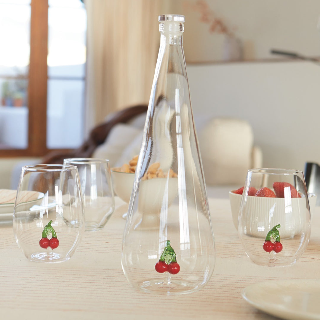 Botanical Cherry Glass Water Bottle