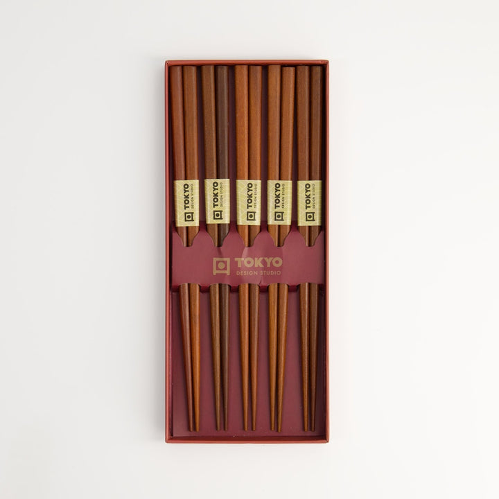 Wooden Chopstick Set of 5 in Traditional Gift Box
