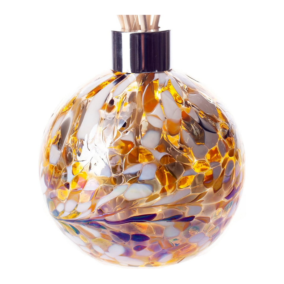 Glass Sphere Reed Diffuser in Gold, Brown & White