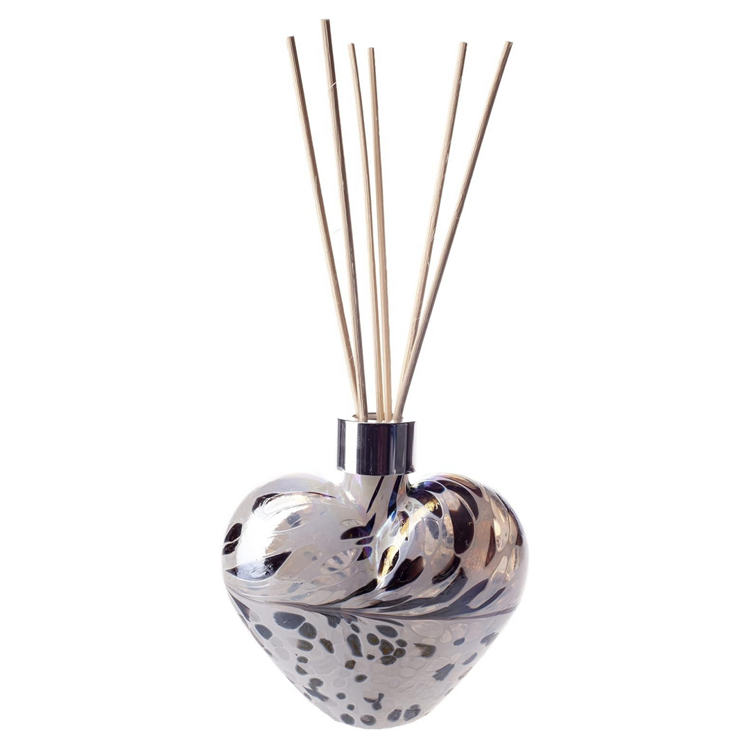 Glass Heart Reed Diffuser in Black, Grey & White