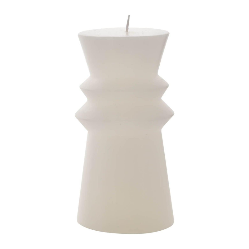 White Geometric Angular Wax Pillar Candle with Gloss Finish