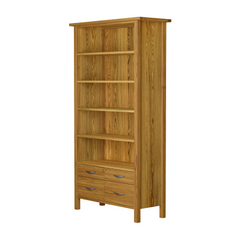 Milton Oak 4 Drawer Single Bookcase