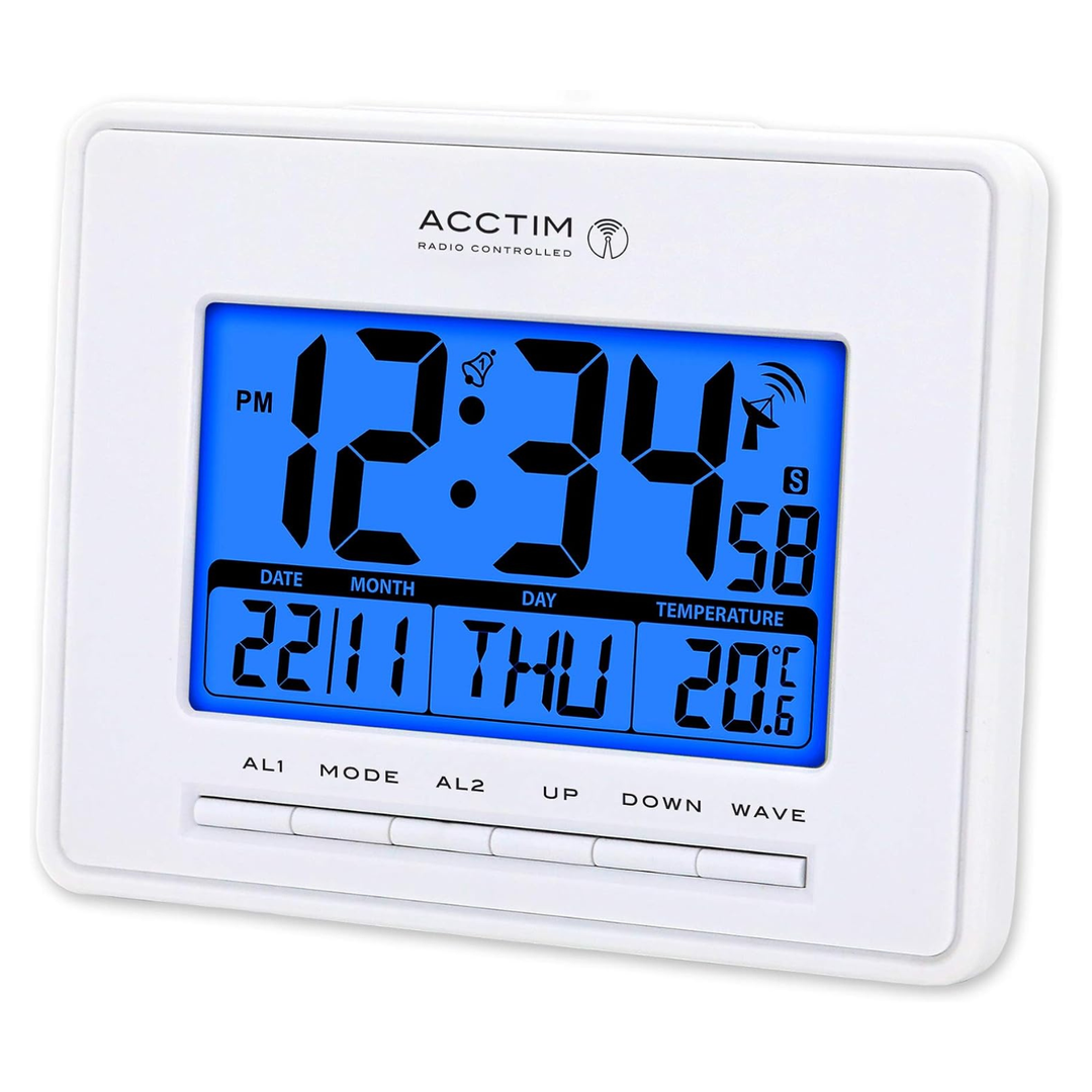 Infinity White Radio Controlled Alarm Clock