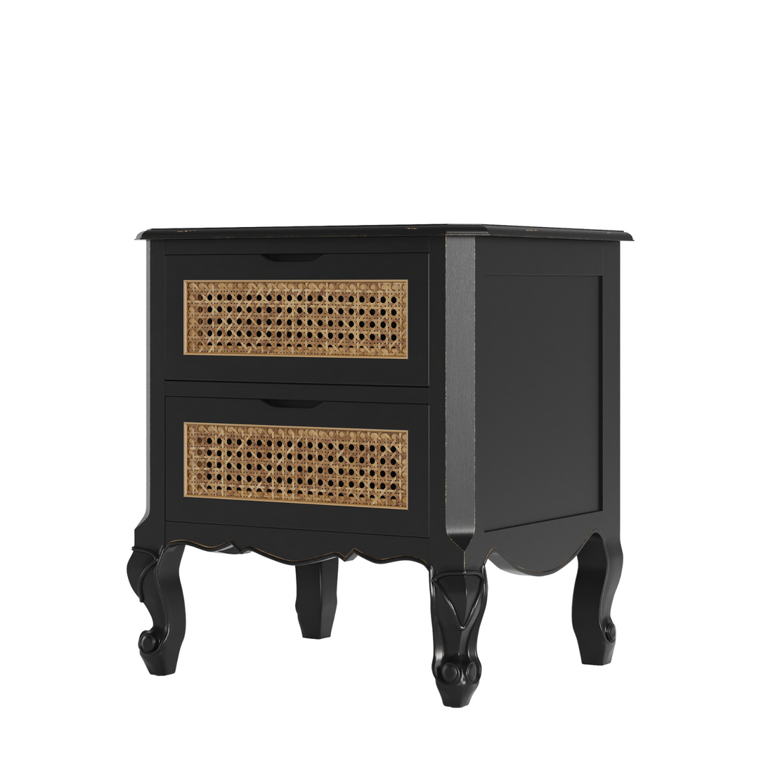 Montpellier Black 2 Drawer Bedside Chest