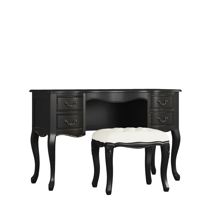 Montpellier Black 4 Drawer Dressing Table & Stool Set