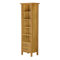 Milton Oak 2 Drawer Single Bookcase