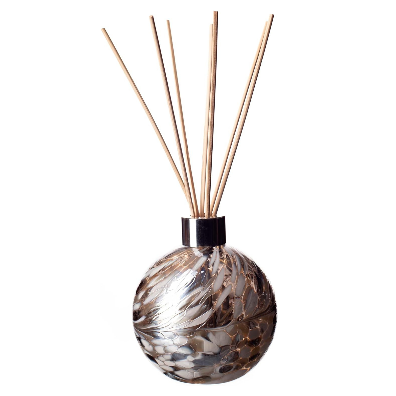 Amelia Art Glass Sphere Reed Diffuser in Silver & White – Plum Retail