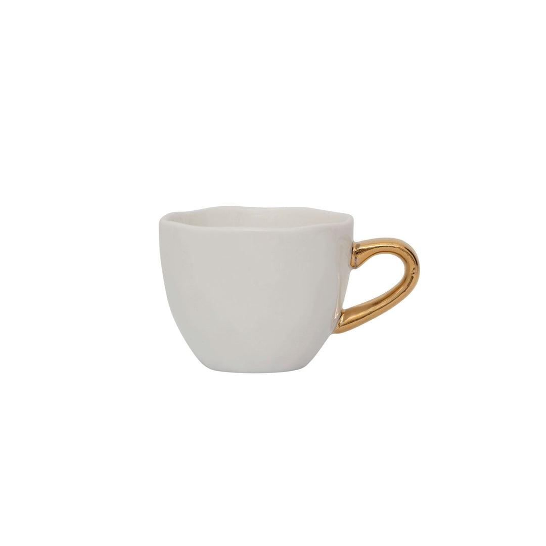 Good Morning Stoneware Cup with Gold Handle