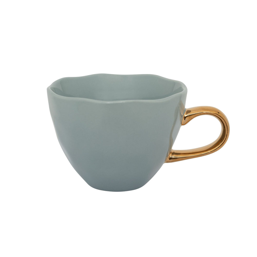 Good Morning Stoneware Cup with Gold Handle