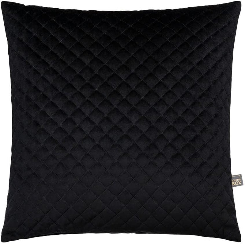 Erin Black Diamond Geometric Quilted Cushion - 50 x 50 cm