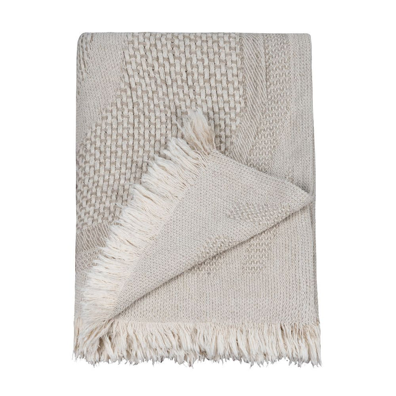 Amira Natural Throw with Fringed Edges - 120 x 170 cm