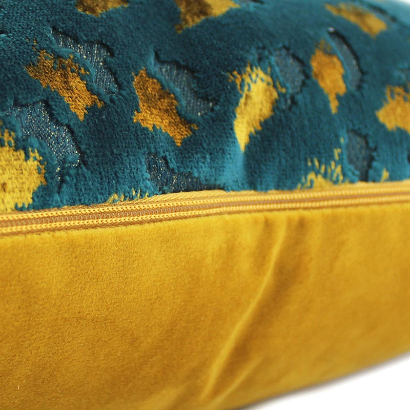 Harlow Velvet Teal & Gold Cushion - 43 x 43 cm