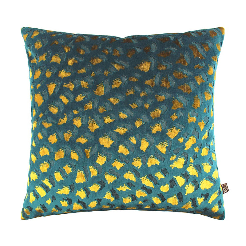 Harlow Velvet Teal & Gold Cushion - 43 x 43 cm