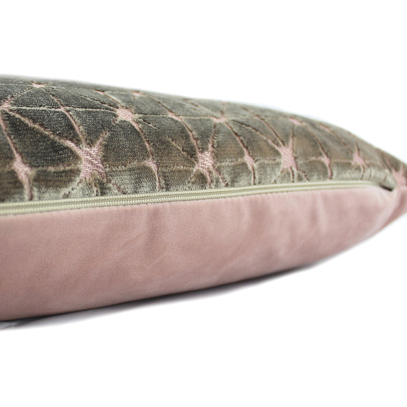 Jasper Diamond Blush & Mink Velvet Cushion - 43 x 43 cm