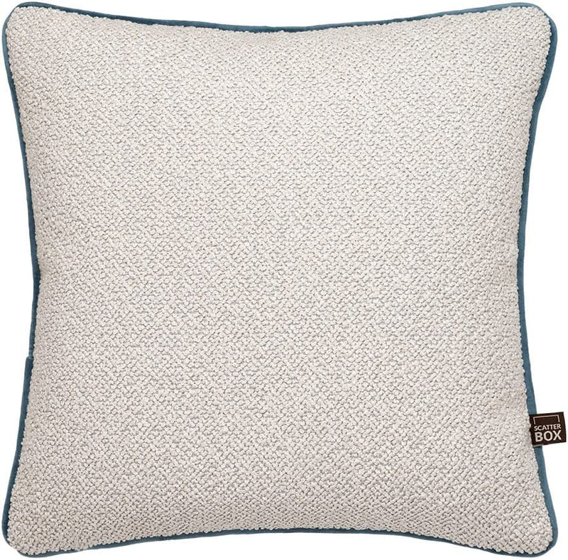 Leighton Ecru Cushion with Blue Piping - 43 x 43 cm