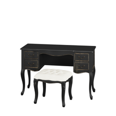 Montpellier Black 4 Drawer Dressing Table & Stool Set