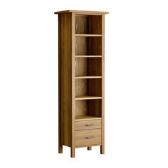 Milton Oak 2 Drawer Single Bookcase