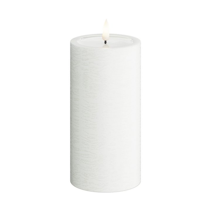 Textured Real Wax White LED Candle