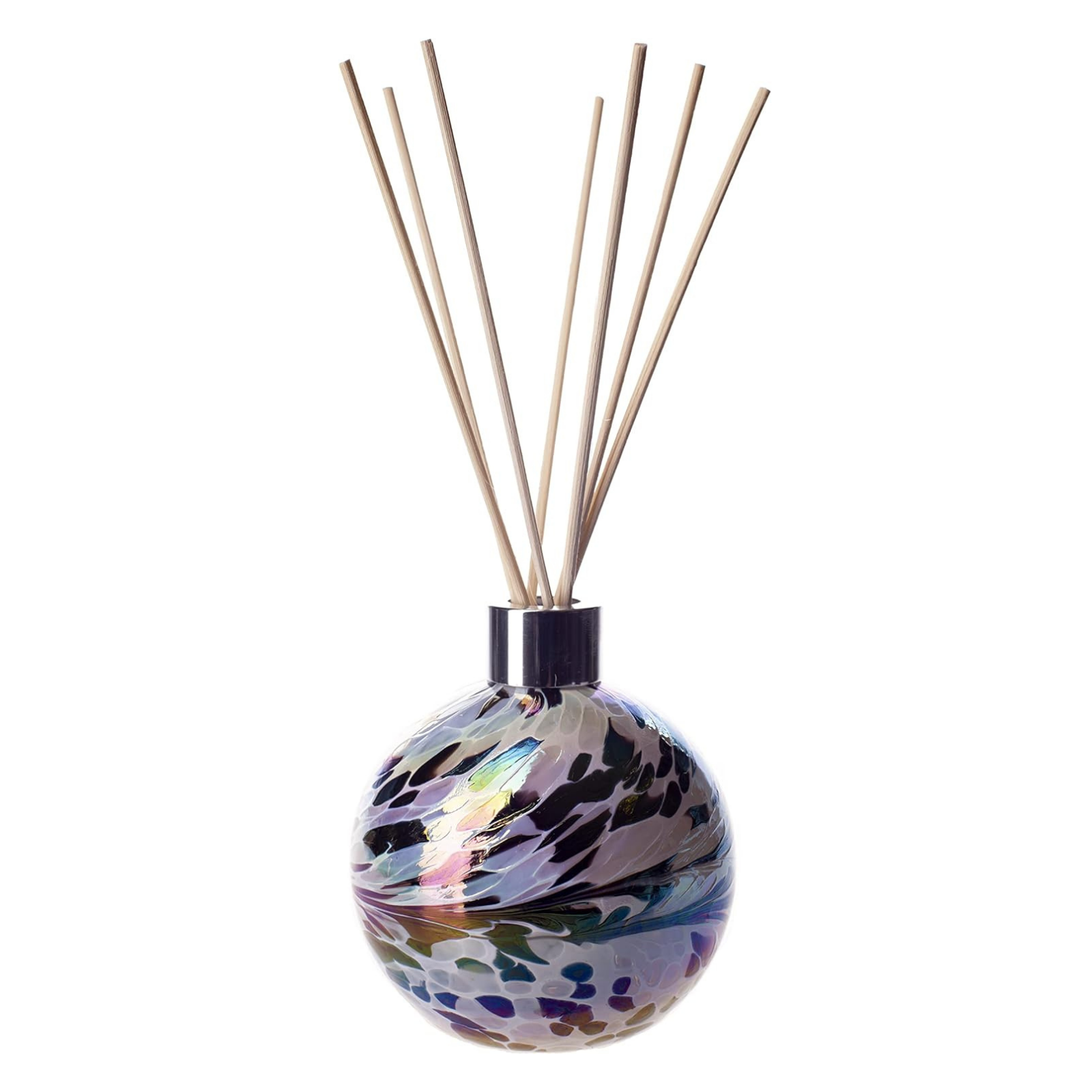 Amelia Art Glass Glass Sphere Reed Diffuser in Black, Grey & White ...