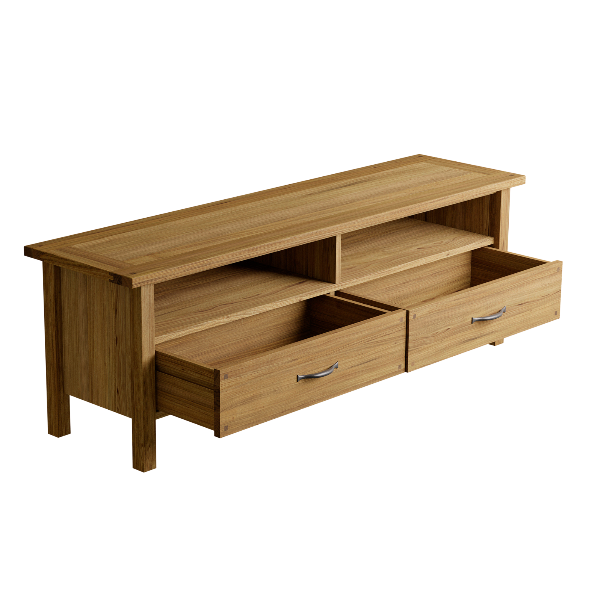 Milton Oak 2 Drawer Wide TV Unit