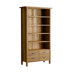 Milton Oak 4 Drawer Single Bookcase