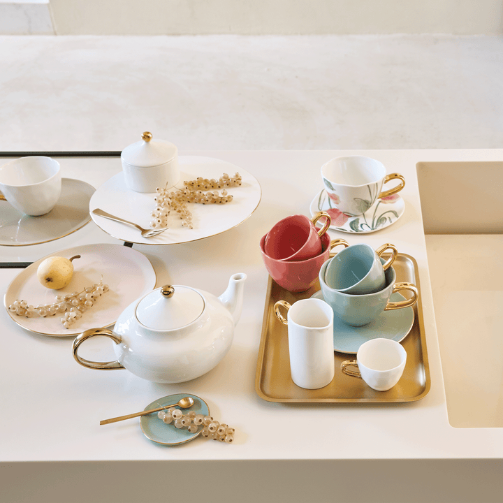 Good Morning Stoneware Cup with Gold Handle