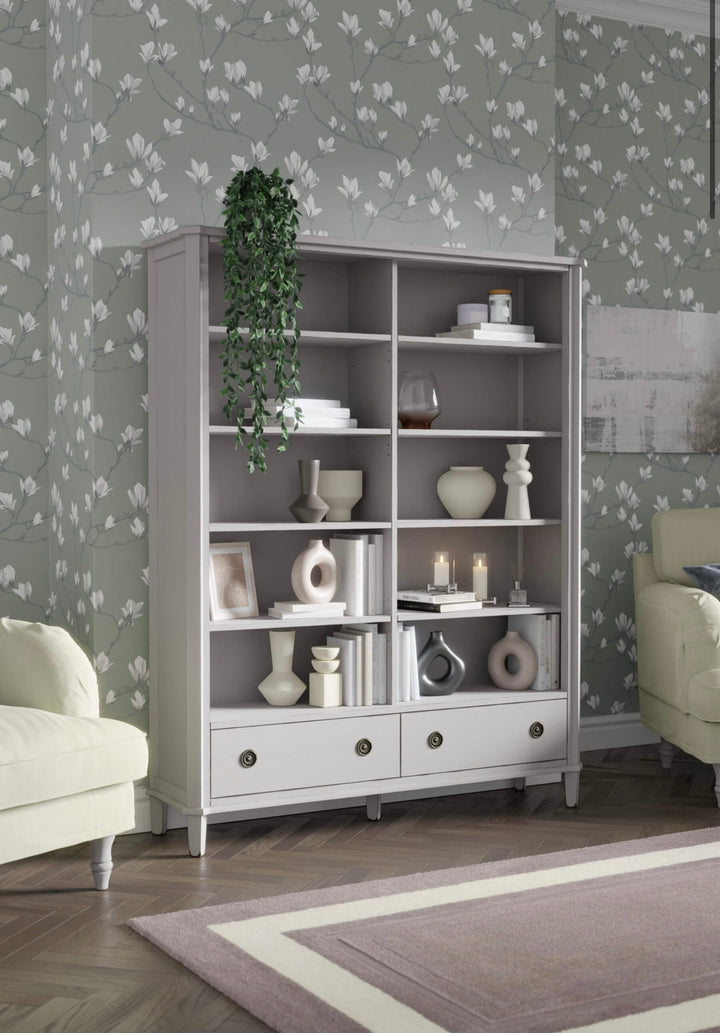 Henshaw 2 Drawer Double Bookcase (Pale Steel)
