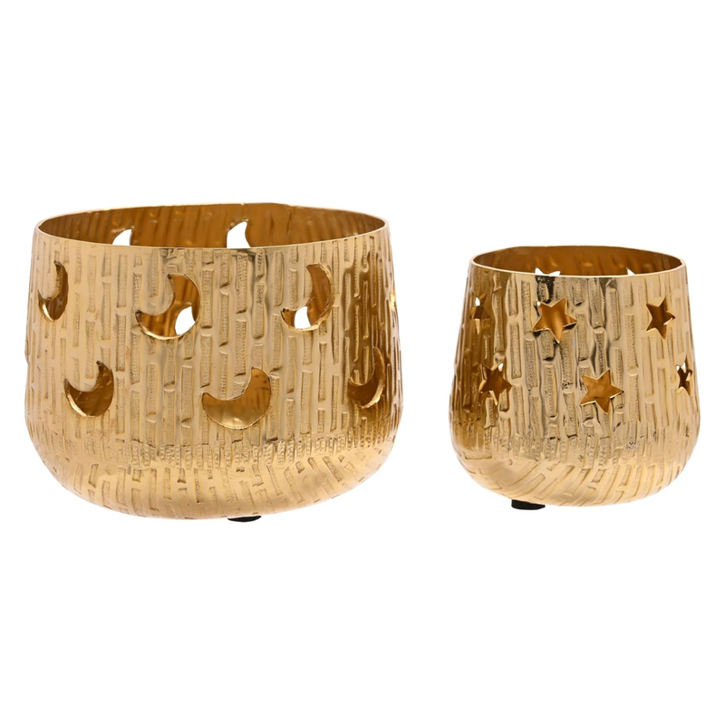 Celestial Gold Metal Candle Holder Set of 2
