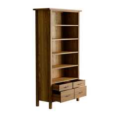 Milton Oak 4 Drawer Single Bookcase