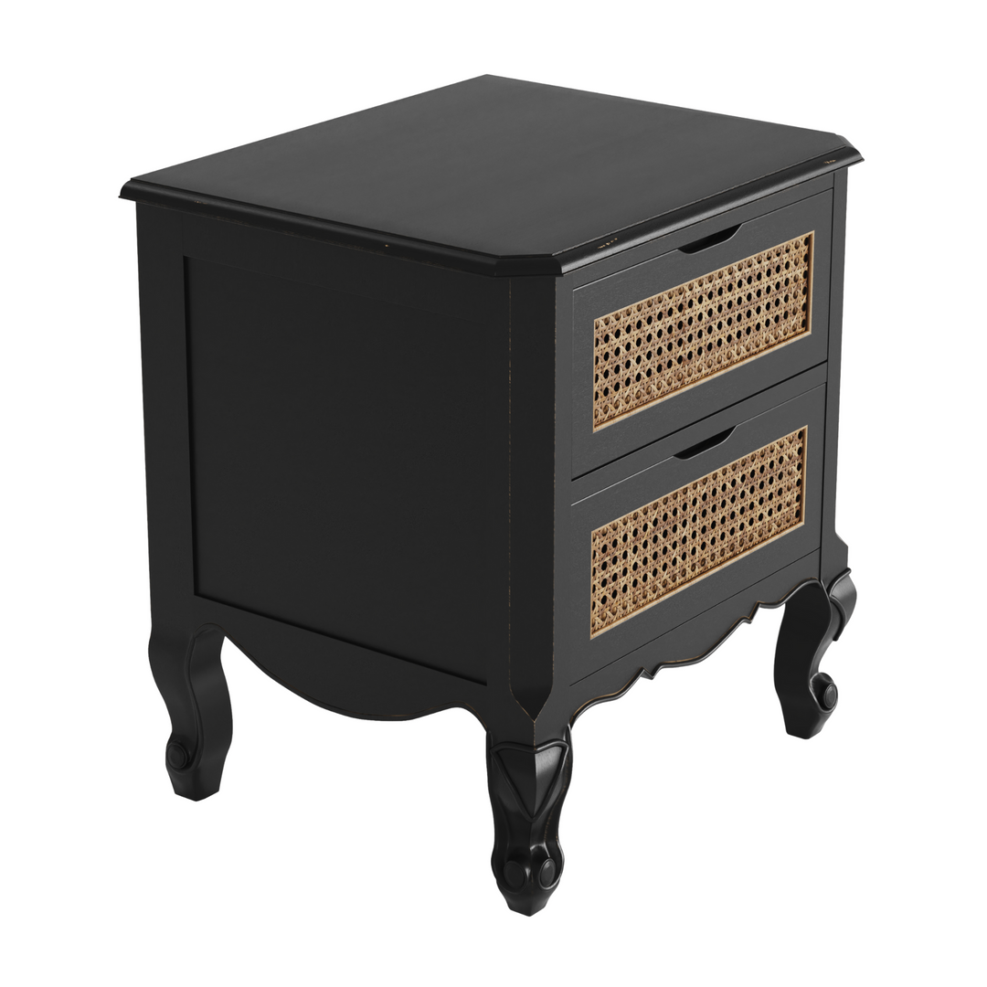 Montpellier Black 2 Drawer Bedside Chest