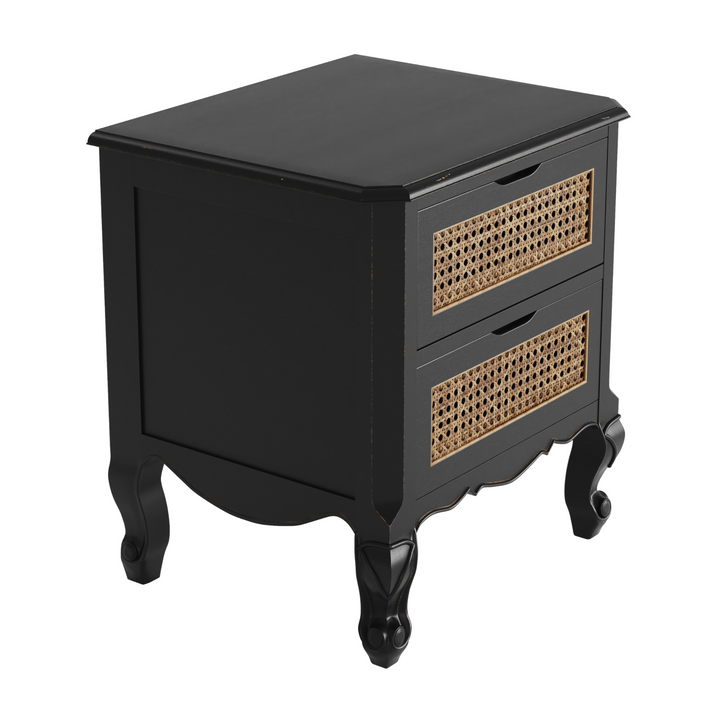 Montpellier Black 2 Drawer Bedside Chest