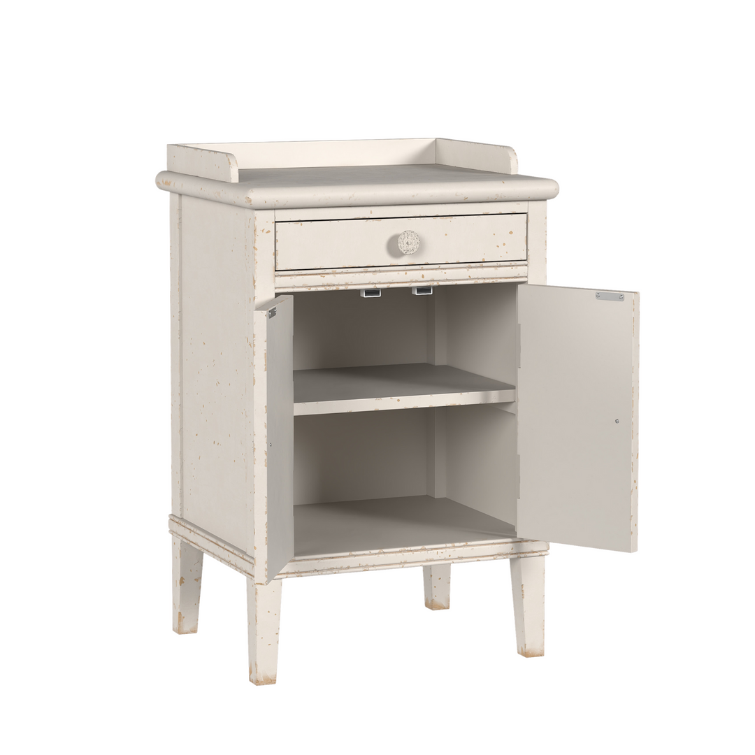 Annaside Antique White 2 Door 1 Drawer Bedside Cabinet