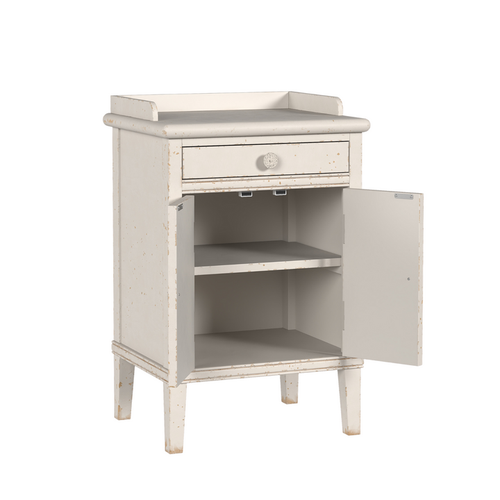 Annaside Antique White 2 Door 1 Drawer Bedside Cabinet