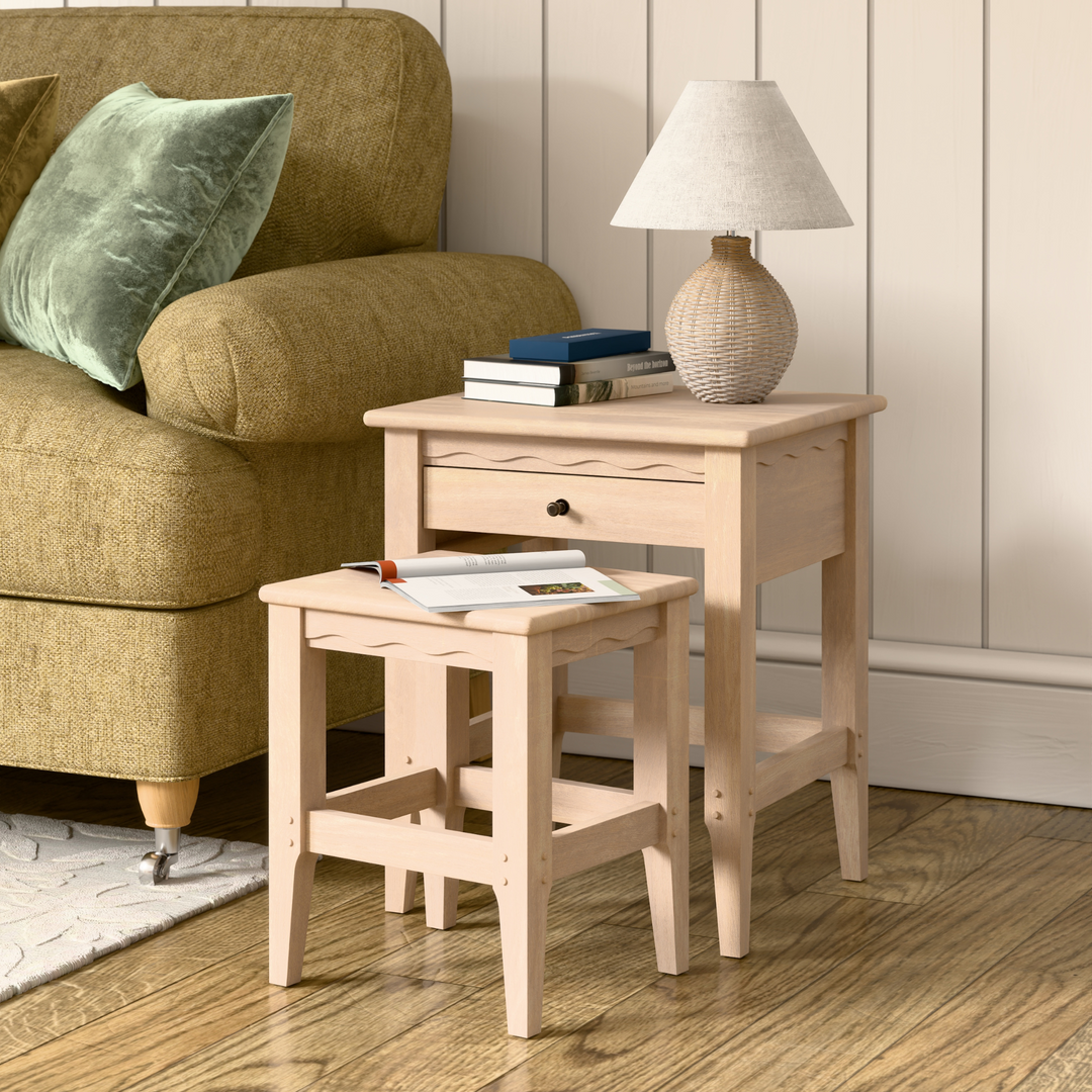 Calford Washed Oak 1 Drawer Nest of Tables