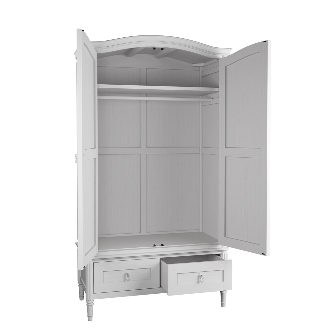 Bramford White Washed Oak 2 Door 2 Drawer Wardrobe