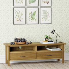 Milton Oak 2 Drawer Wide TV Unit