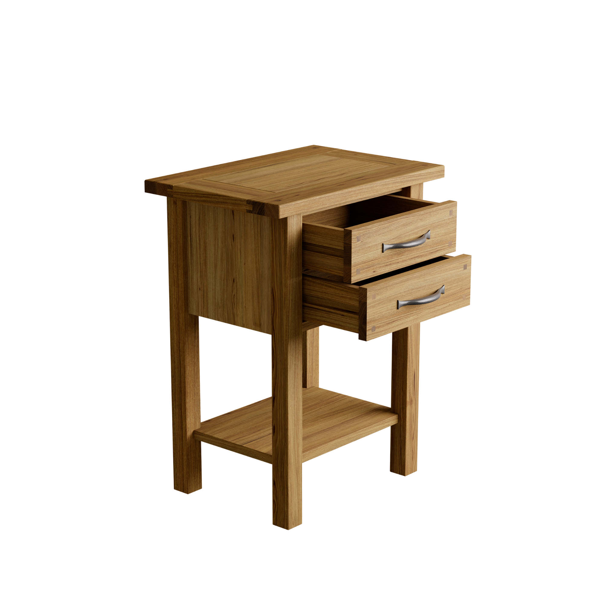 Milton Oak 2 Drawer Side Table