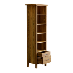 Milton Oak 2 Drawer Single Bookcase