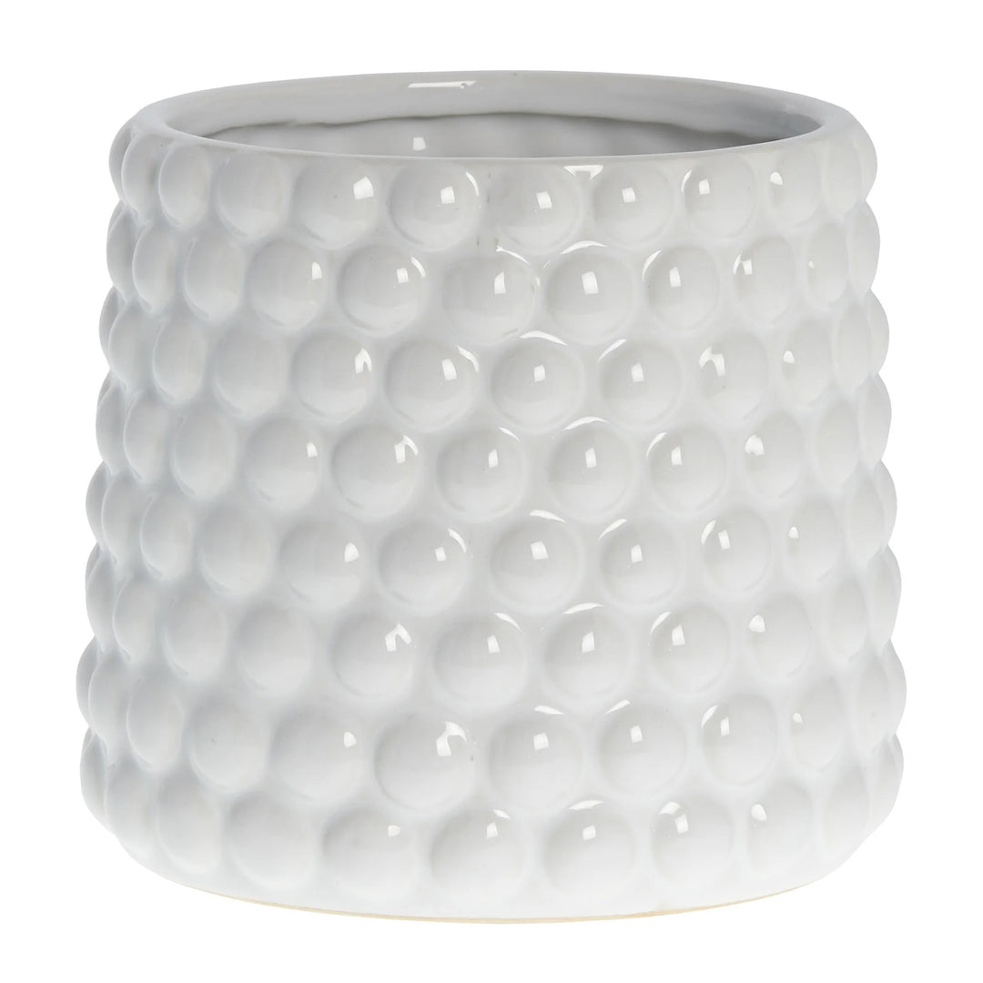 Dotsie White Ceramic Flower Pot
