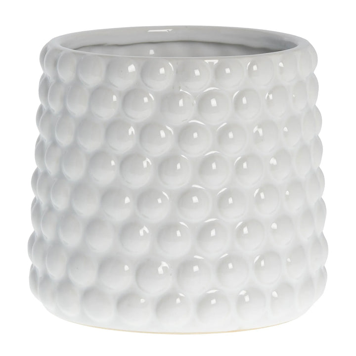 Dotsie White Ceramic Flower Pot