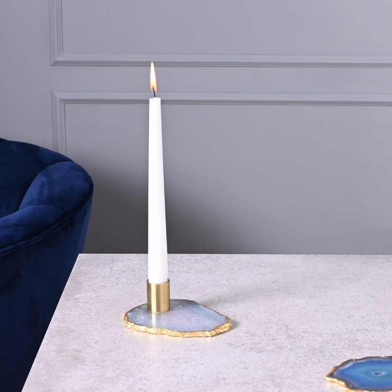 Celestial Blue Agate Candlestick Holder