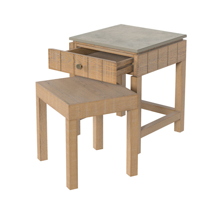 Braystone Washed Oak 1 Drawer Nest of Tables