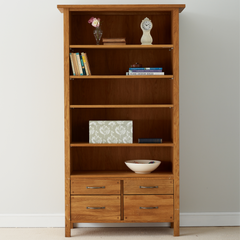 Milton Oak 4 Drawer Single Bookcase